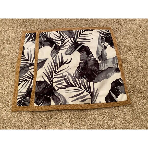 Decorative Pillow Covers 19 x 19 Set of 2 Tropical Palm Leaves Black White Tan - Picture 1 of 7